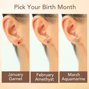 14K Yellow Gold Birthstone Stud Earrings, with Secure Push-Backs, 5Mm