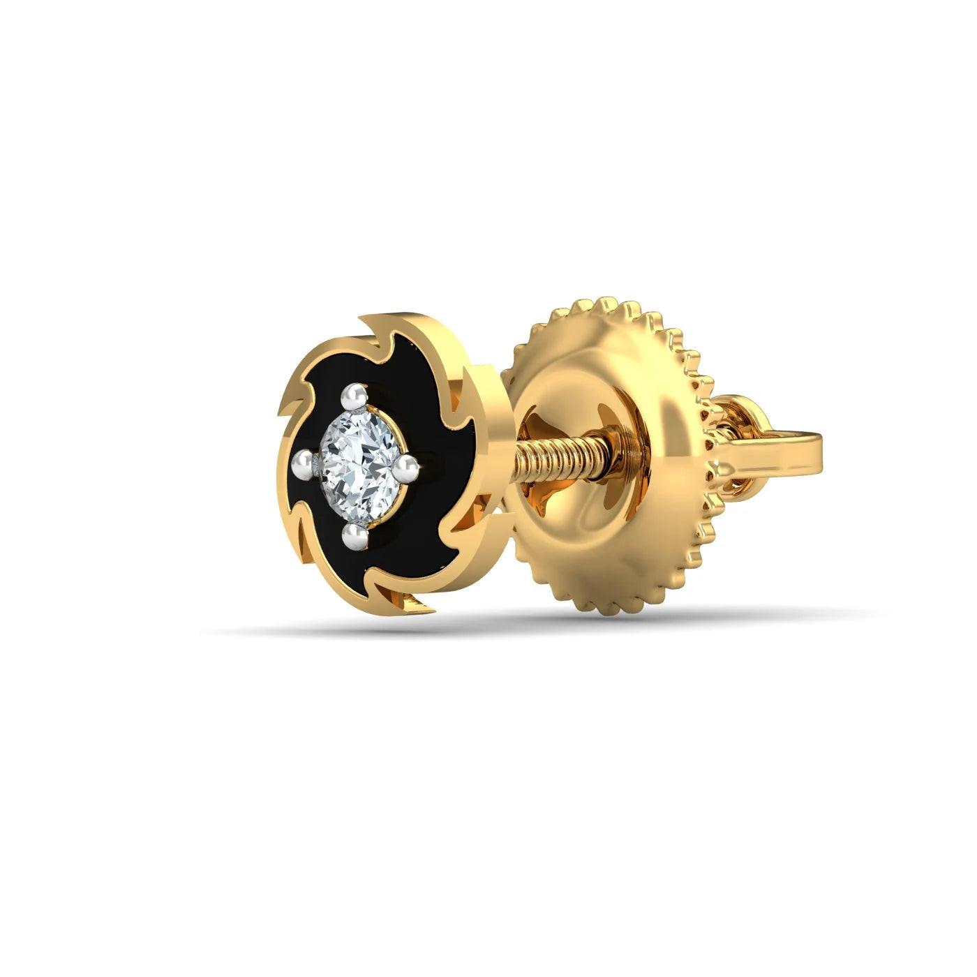 Men's Luxurious 14K/18K Gold Diamond Spinning Disc Stud Earring – Bold Single Ear Style for Everyday Glamour.