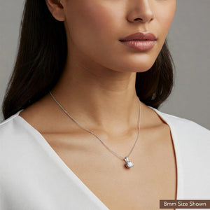 Exquisite 14K White Gold Classic Solitaire Pendant Necklace.