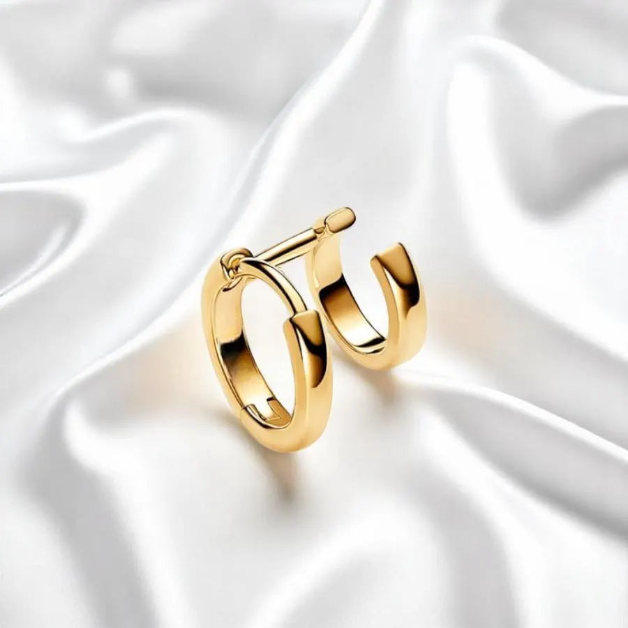 14K Gold Double Huggie Hoop Earring, round Cartilage Hoop Earring, Delicate Circle Earring, Cute Gold Hoop, Earrings for Women, Gift for Her