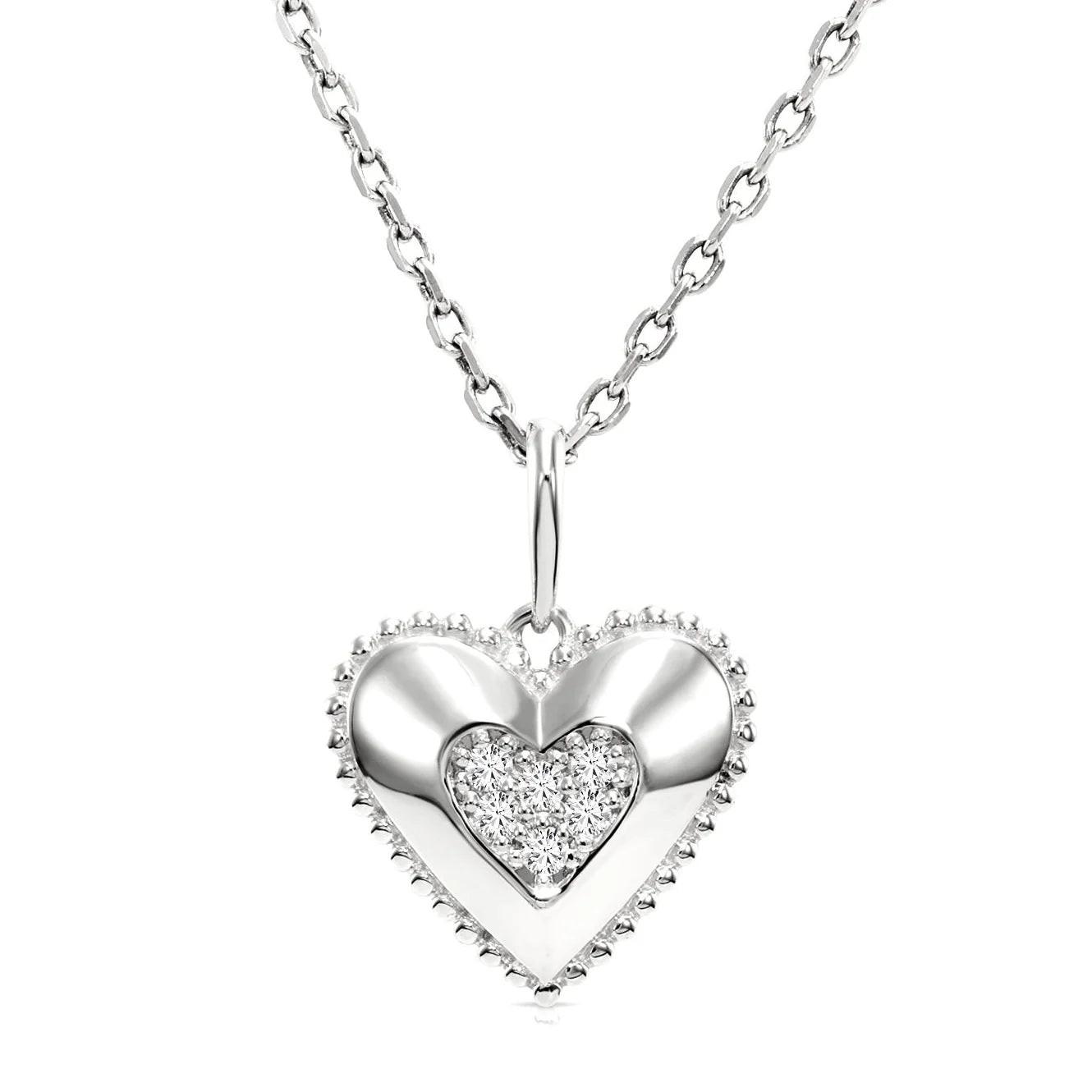 Radiant 14K White Gold Lab Diamond Heart Pendant Necklace - 0.15 Carats of Elegance.