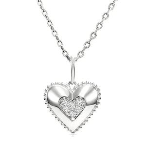 Radiant 14K White Gold Lab Diamond Heart Pendant Necklace - 0.15 Carats of Elegance.
