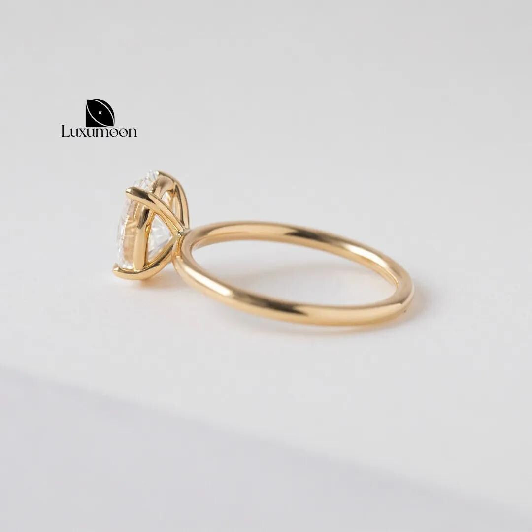 2 Carat Oval Lab Grown Diamond Engagement Ring, 14K Yellow Gold
