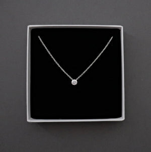Cz Diamond Solitaire Crystal Necklace Sterling Silver, Bridesmaid Necklace Jewellery Gift, Tiny Cz Cubic Zirconia Wedding Necklace Jewellery