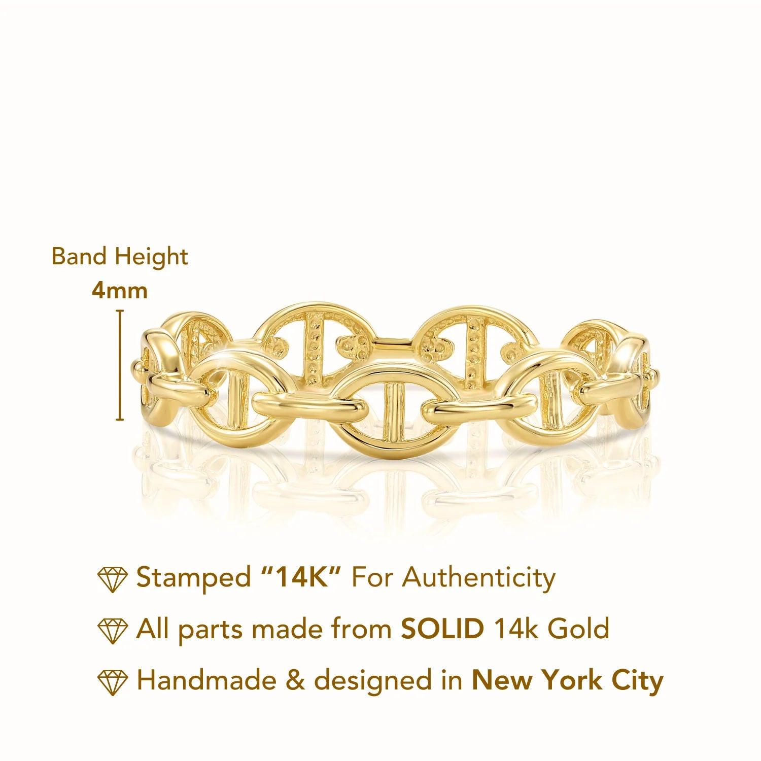 Chic 14K Gold Mariner Chain Link Ring - Nautical Statement for Luxurious Gifts & Everyday Style.