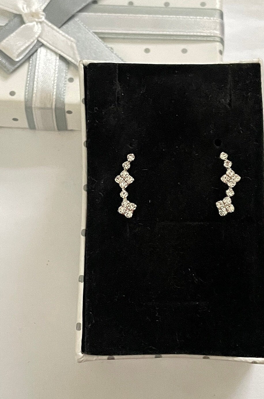 Beautiful 925 Sterling Silver and Sparkly Clear Cubic Zirconia Crystal Ear Climbers Earrings Gift