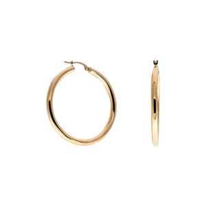 14K Yellow Gold Hoop Earrings, Sizes 16Mm 21Mm 26Mm 31Mm 37Mm, 3Mm Thick, Classic Hoop Earrings, 14K Gold Hoops, Gift, Stacking Earrings