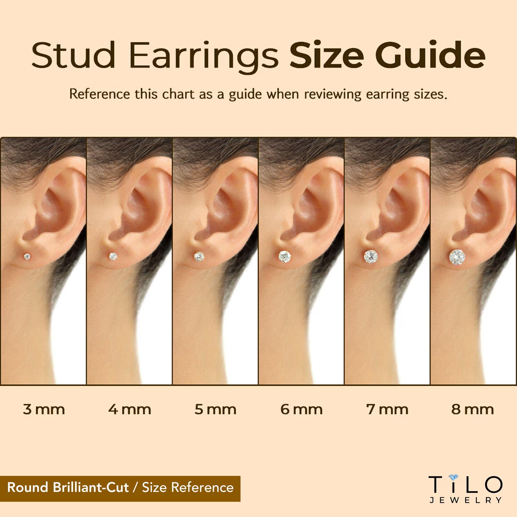 14K Gold Stud Earrings, round Brilliant-Cut, Square Princess-Cut, Oval-Cut, Sparkling CZ Studs, with Screw Backings, Unisex, by TILO Jewelry