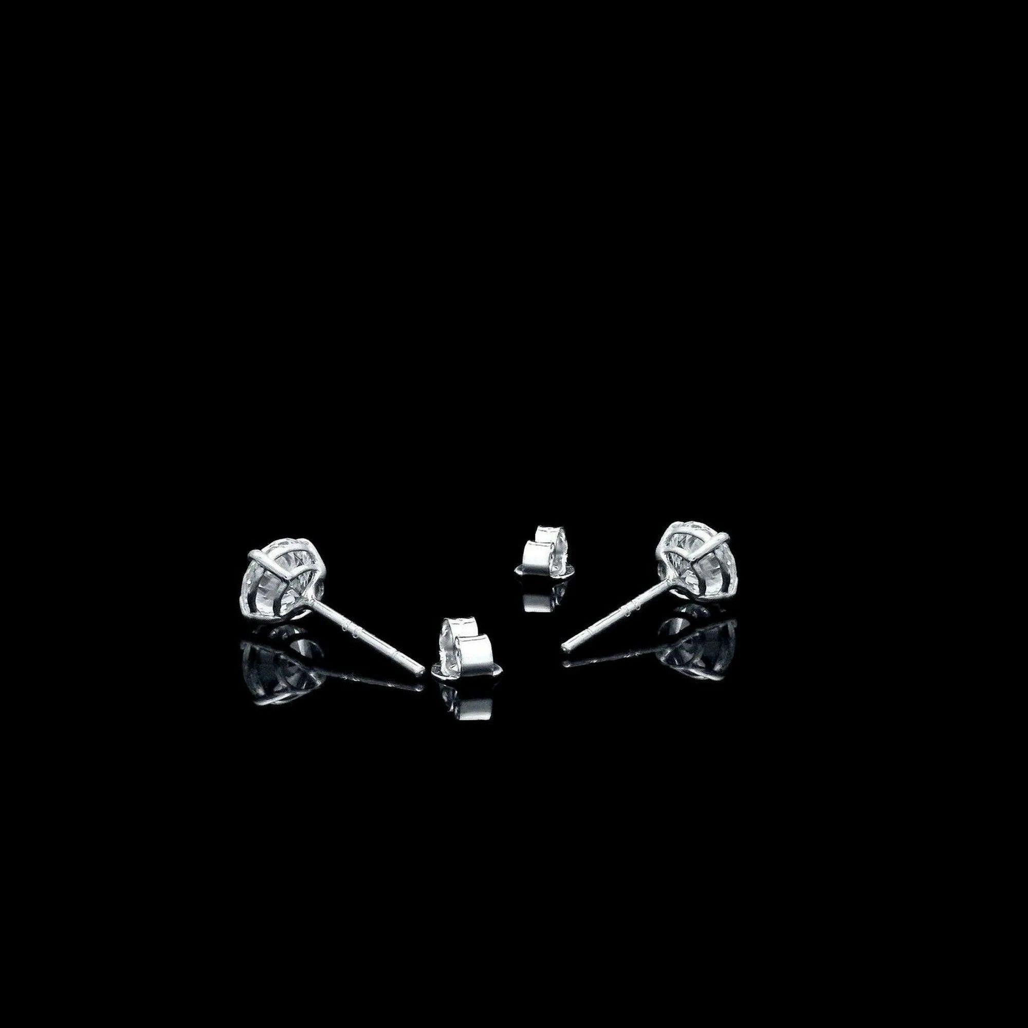 Stunning 14K White Gold Lab-Created Diamond Stud Earrings - Elegant Push Back Basket Design, 0.25 to 8.00 Ct Sizes Available.