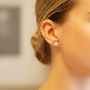 Sparkling Lab Grown Diamond Stud Earrings | 5, 6, 7 or 8Mm | Silver Dainty Minimalist Studs | round Cut Diamonds | Gift for Her