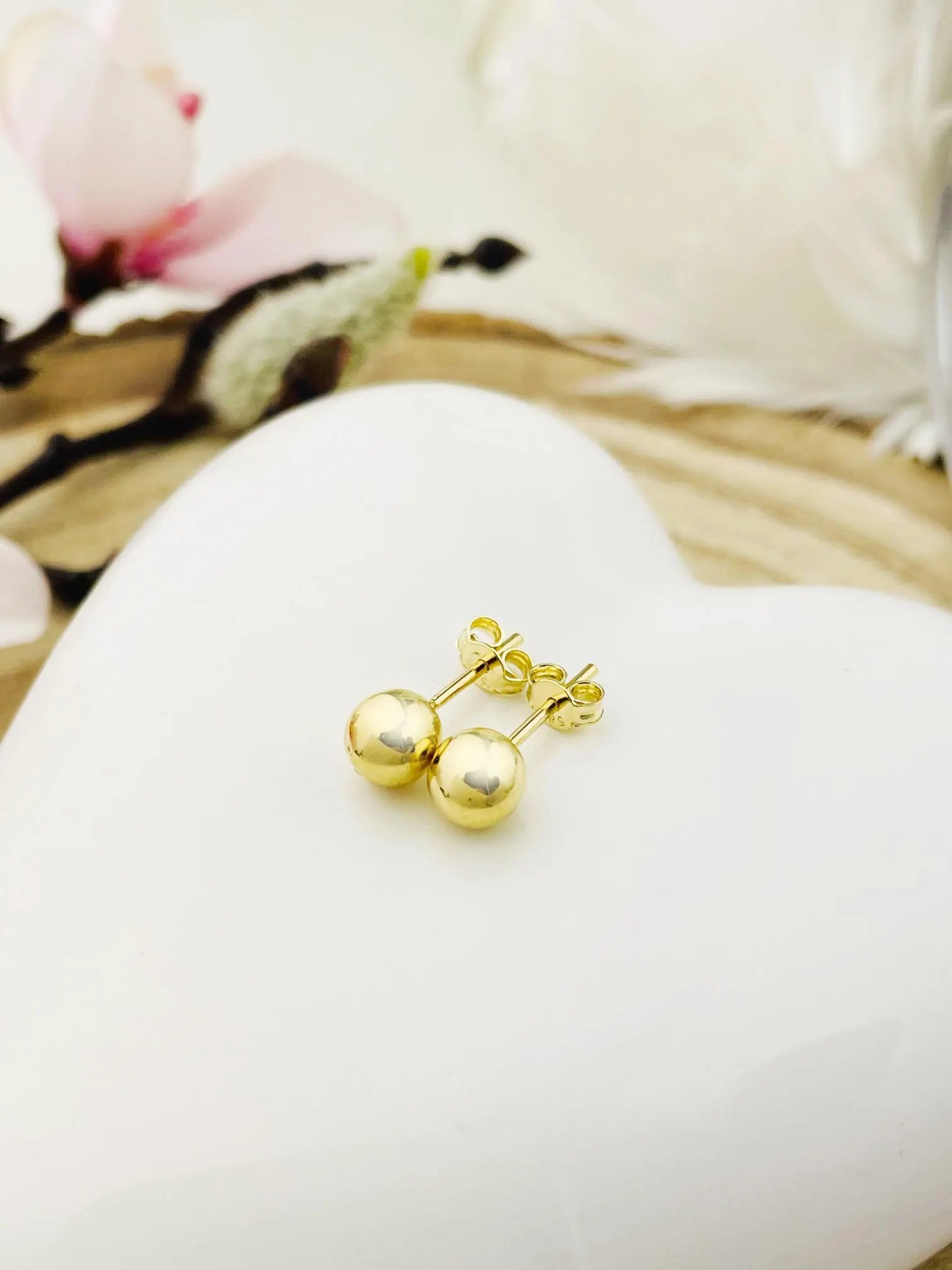 Ball Earrings, Dangle Earrings, Stud Earrings, Ear Jewelry, Yellow Gold, Pair, 585 Gold (14KT)