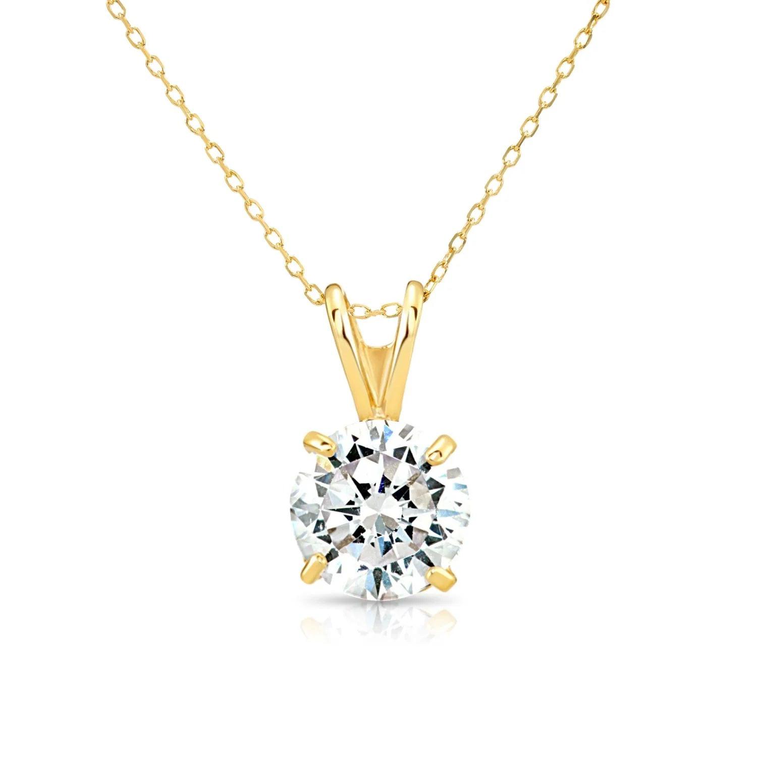 Timeless 14K Yellow Gold Classic Solitaire Pendant Necklace.