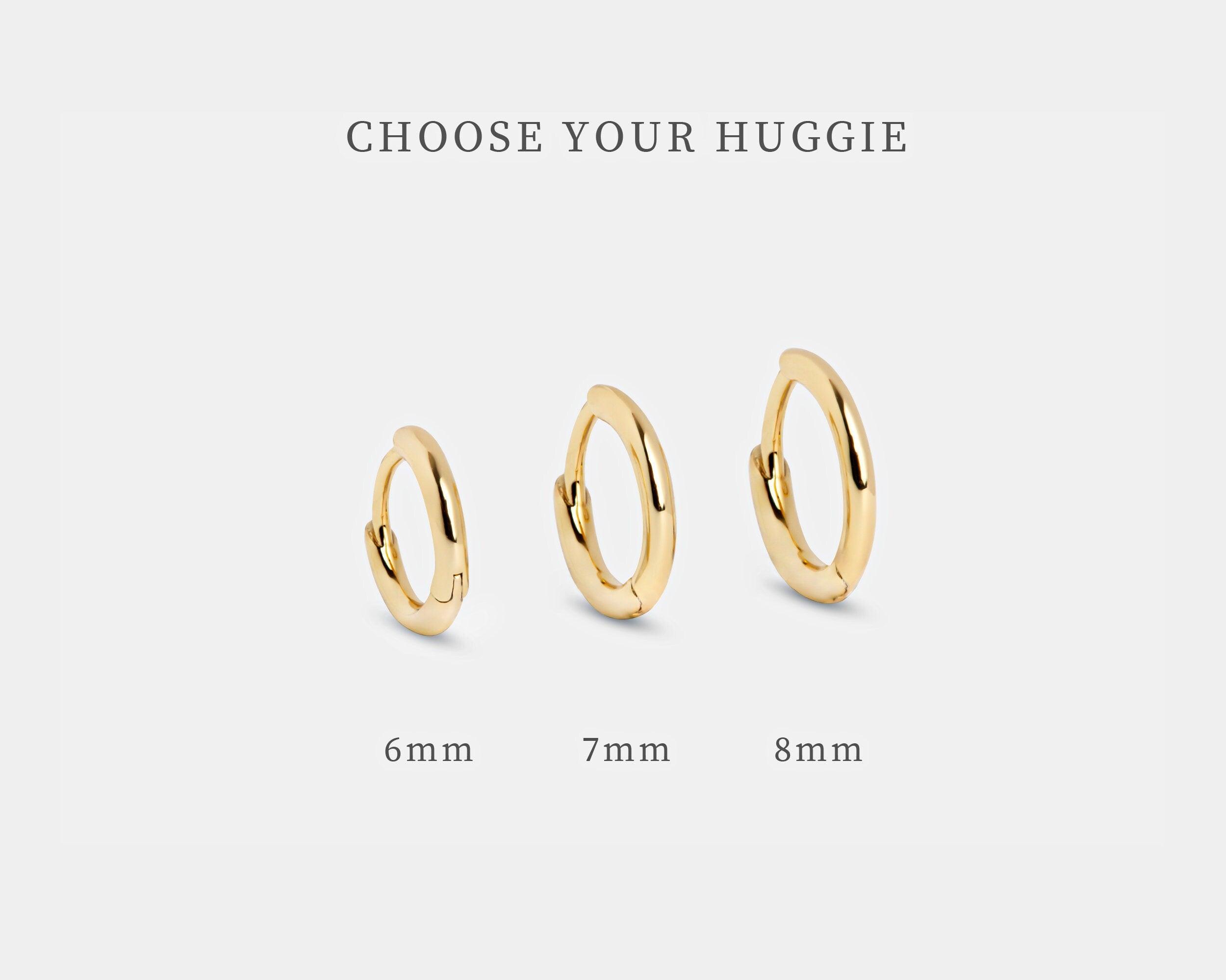 Dainty Sterling Silver and Gold Minimalist Cartilage Huggie Hoop Earrings Set.