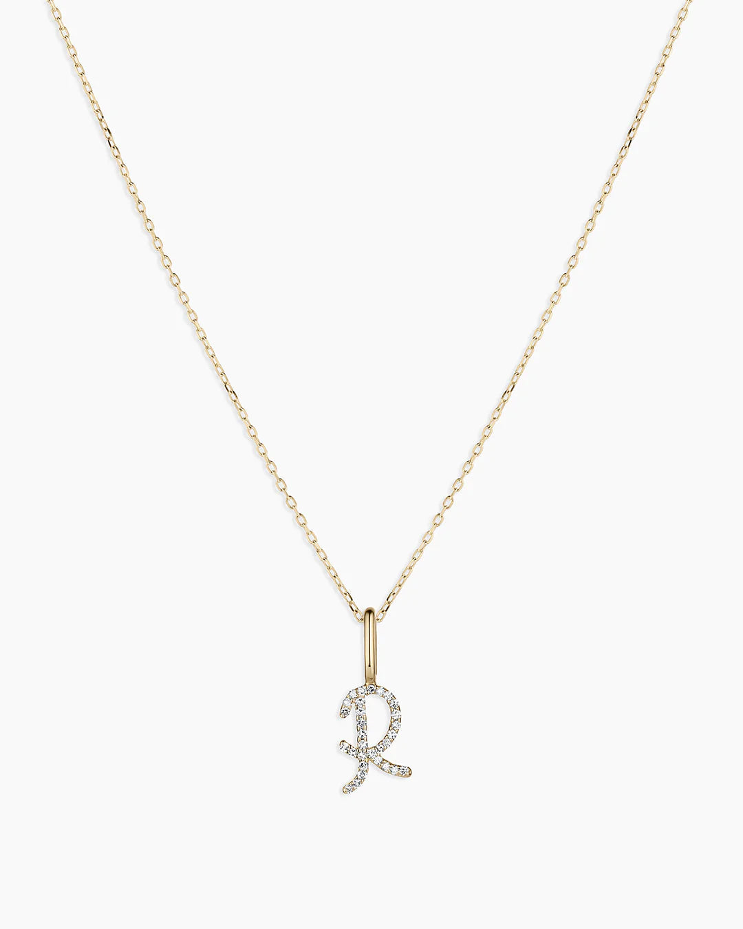 Diamond Script Alphabet Charm Necklace