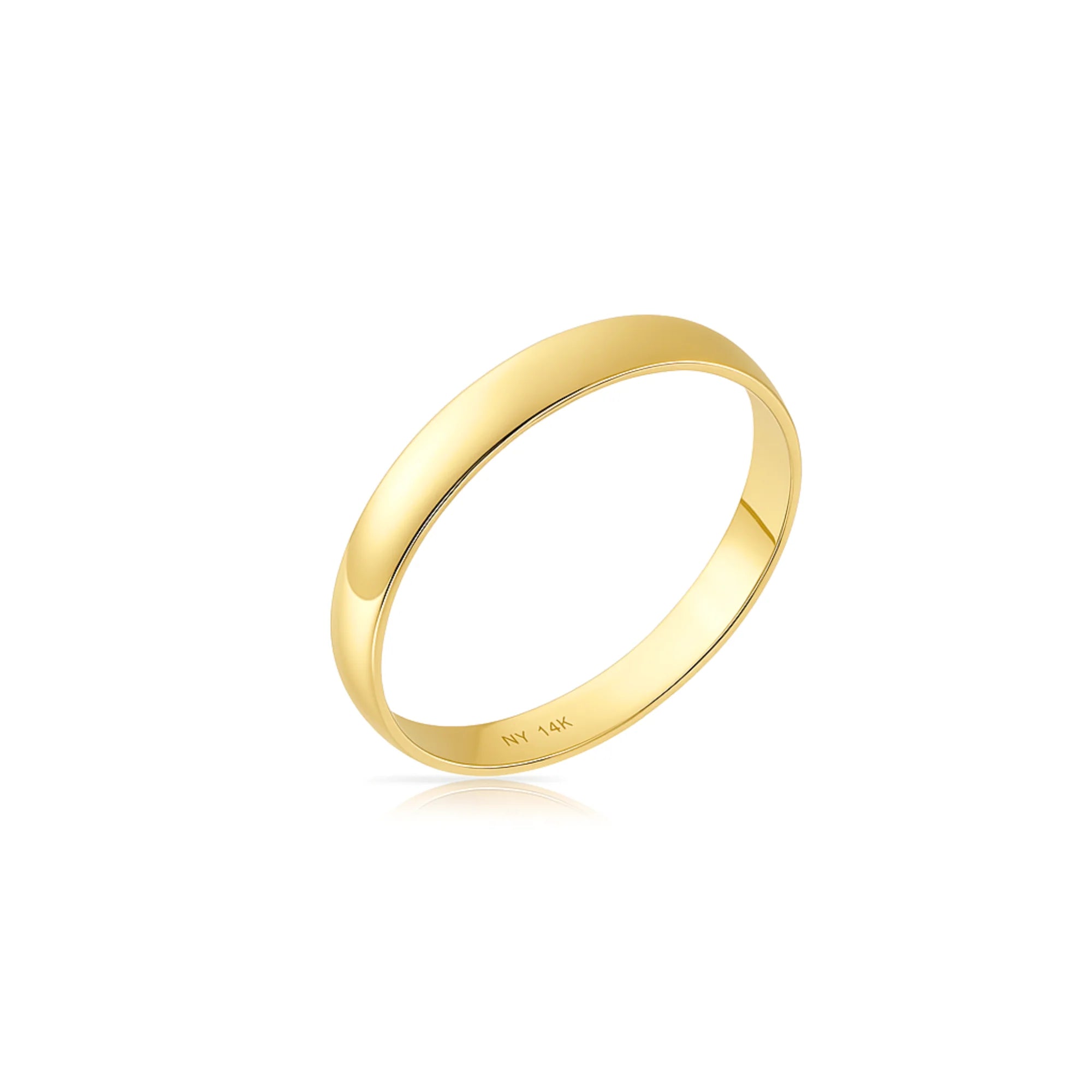 14K Yellow Gold Classic Wedding/Engagement Band Ring, 3Mm Thin