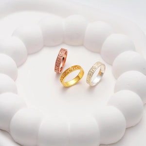 14K Gold Dainty Wedding Band, Vintage Design Flower Wedding Ring, Bridal Jewelry, XW246