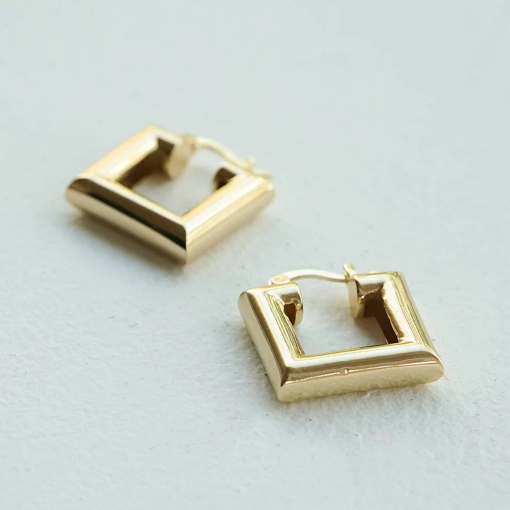 Polly Chubby Square Hoop Earrings 18Ct Gold Plate