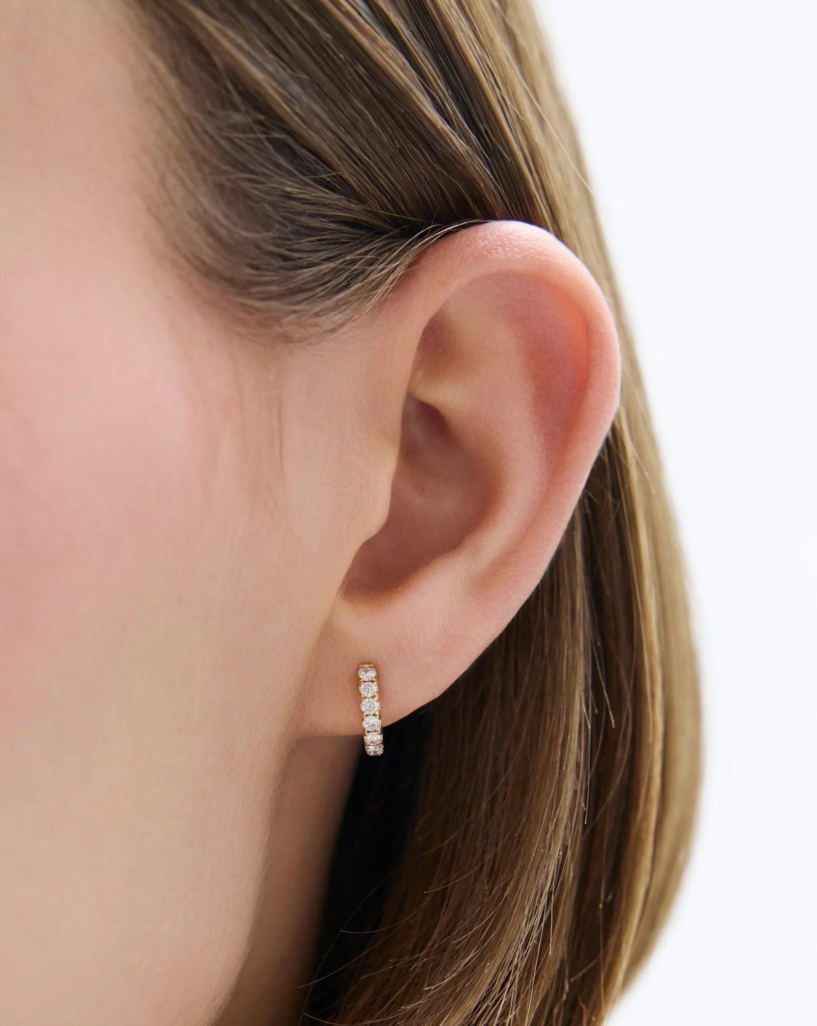 Elegant Petite Jumbo Diamond Huggie Hoops.