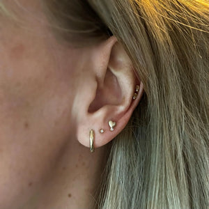 Tiny Ear Stud with Micro Diamond in 9Ct Yellow Gold Natural Tiny Genuine Diamond. Studs Sold as a Single and in a Pair.