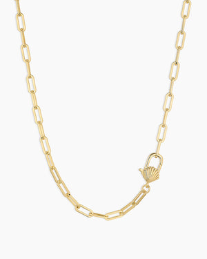 Scallop Padlock Necklace NikNenz™ Premium Gold & Diamonds