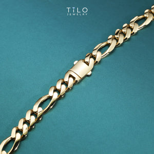 14K Yellow Gold Figaro Link Chain Bracelet, Sizes 7.25In-8.25In
