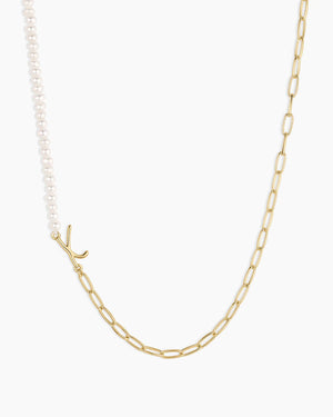 Lou Pearl Alphabet Necklace NikNenz™ Premium Gold & Diamonds