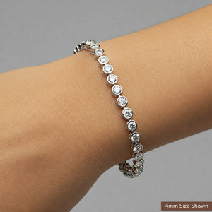 Sterling Silver Classic Bezel Set Simulated Diamond Tennis Bracelet, 7 Inch