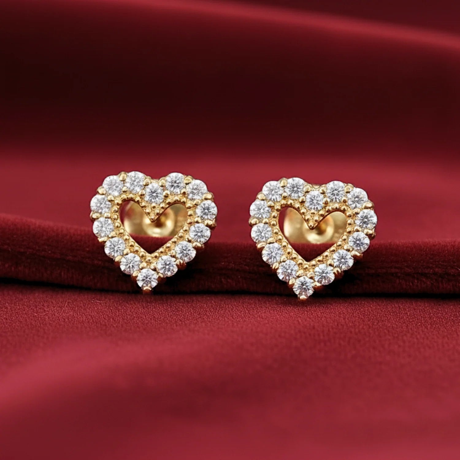 14K Gold Lab Diamond Heart Stud Earrings, 0.25Ctw