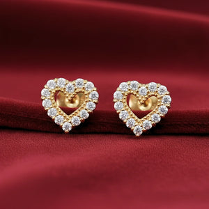14K Gold Lab Diamond Heart Stud Earrings, 0.25Ctw