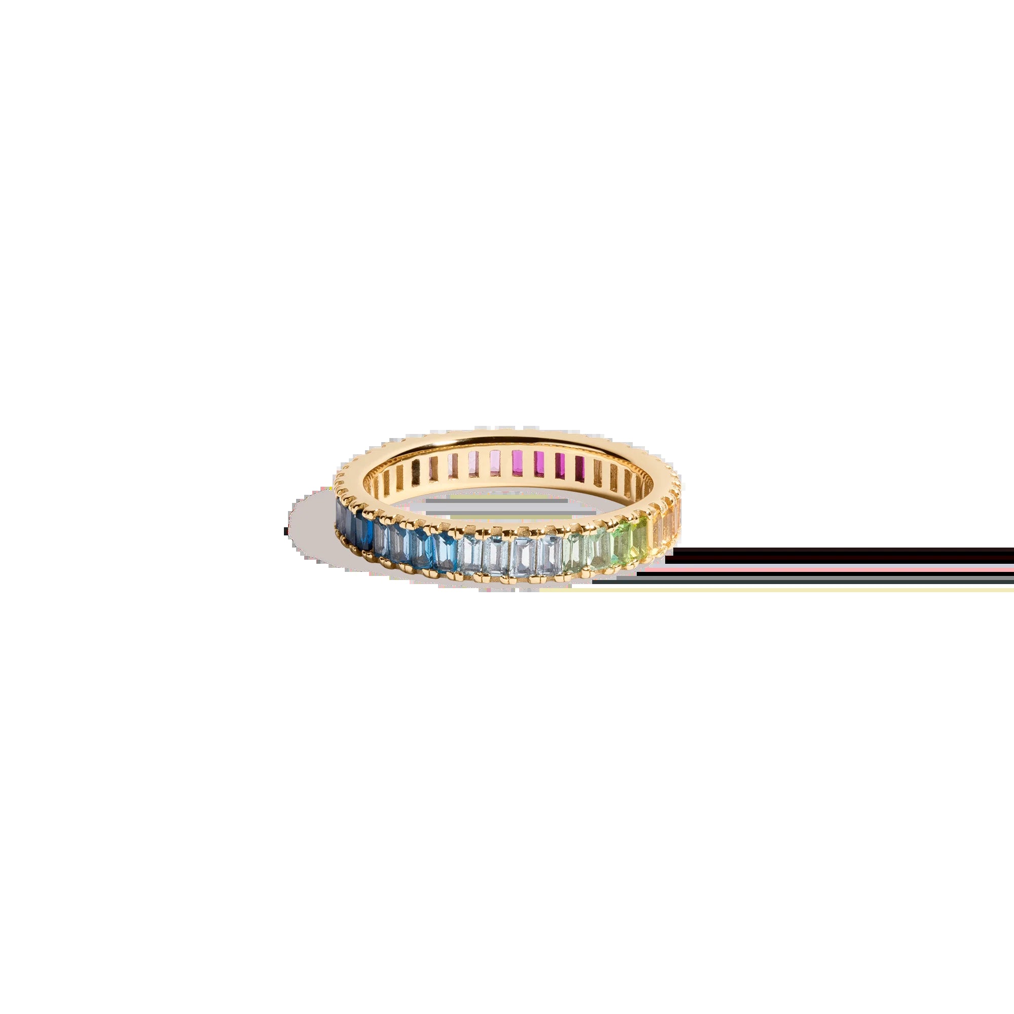 Ombré Rainbow Baguette Eternity Ring NikNenz™ Premium Gold & Diamonds