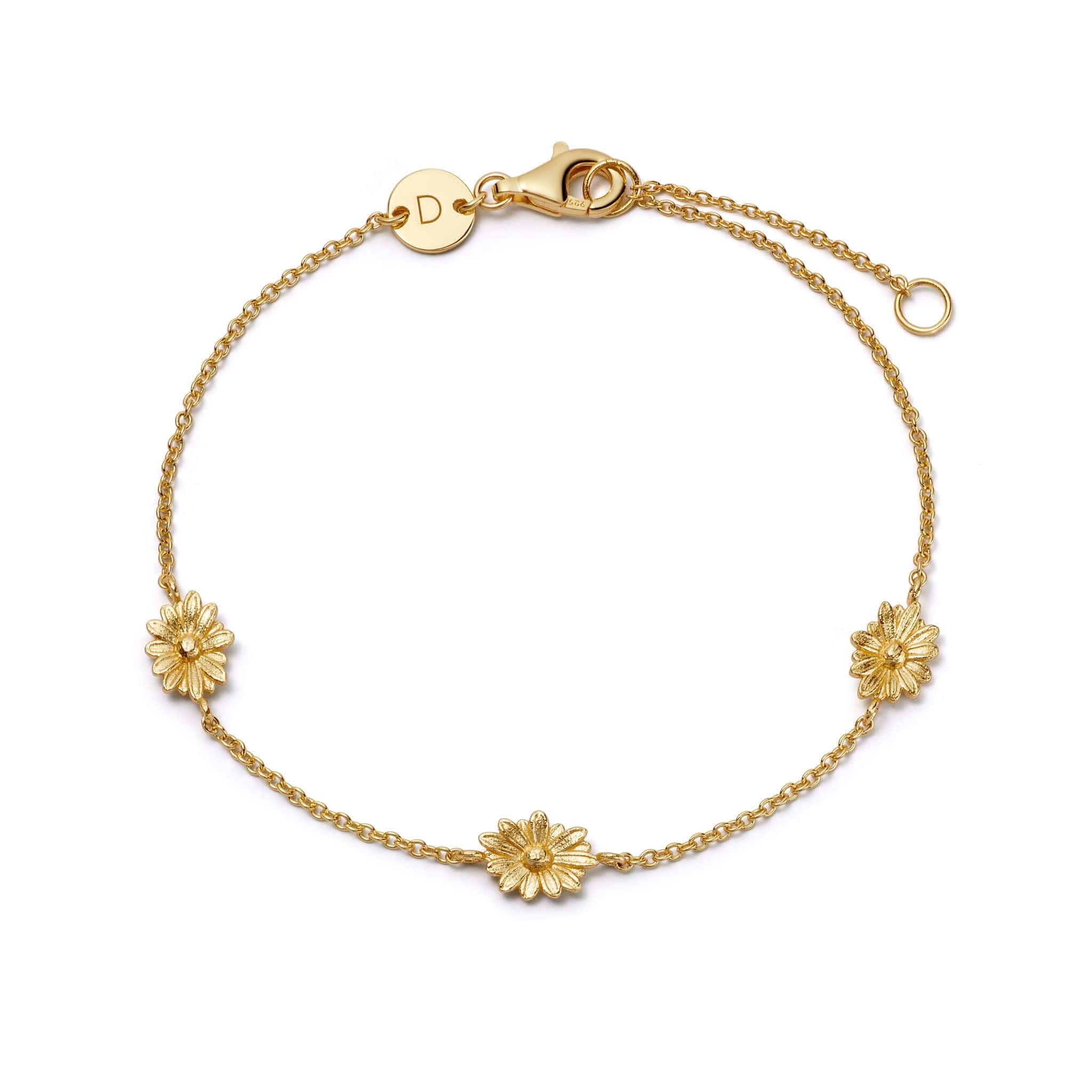 Daisy Chain Flower Bracelet 18Ct Gold Plate