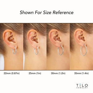 14K White Gold Hoop Earrings, Diamond-Cut Fancy Hoop Earrings, Handmade & Designed by TILO Jewelry, Made in New York City