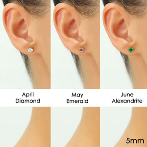 14K Yellow Gold Birthstone Stud Earrings, Screw-Back, 5Mm