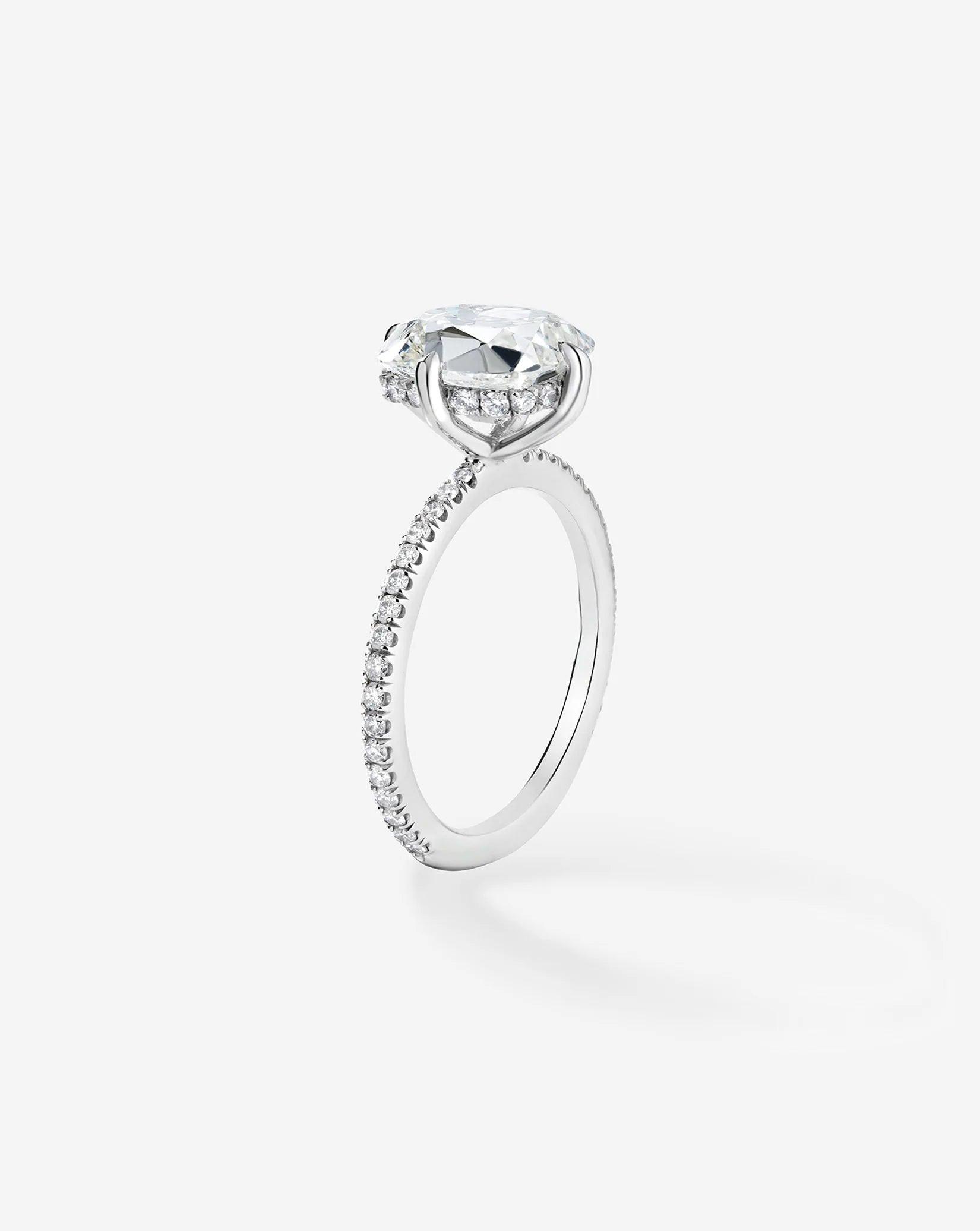 Stunning 2.08ct Old Mine Natural Diamond in Whisper Thin® Pavé Hidden Halo Setting.