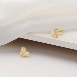 9Ct Gold Stud Earrings Heart Design 10 Mm Pair in Luxury Gift Box