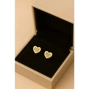 9Ct Gold Stud Earrings Heart Design 8 Mm Pair in Luxury Gift Box