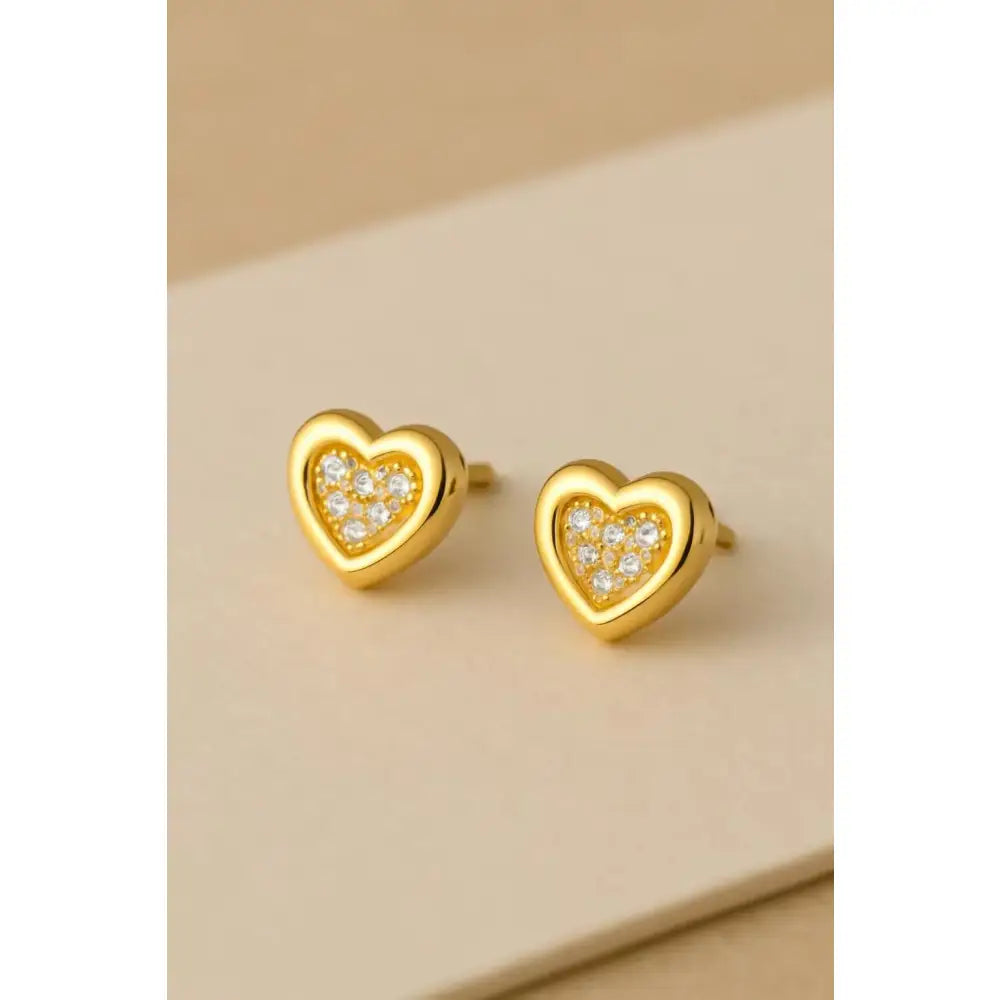 9Ct Gold Stud Earrings Heart Design 8 Mm Pair in Luxury Gift Box
