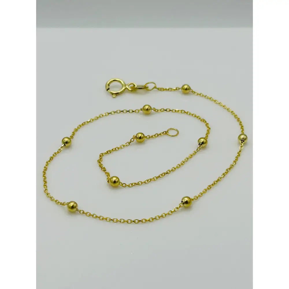 9Ct Real Yellow Gold 2Mm Ball Bead Anklet | Rolo Bead Chain Anklet | Women Gold 10 Inch Anklet | Brand New