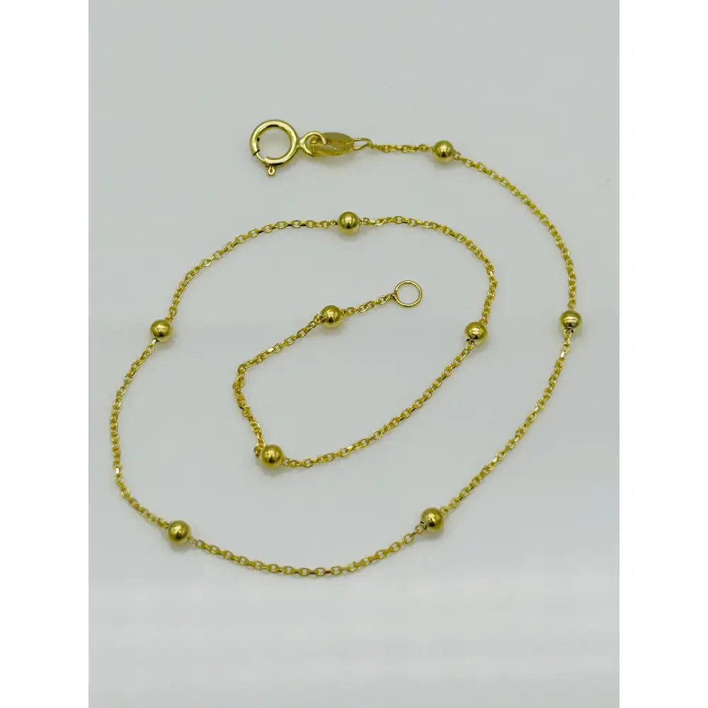 9Ct Real Yellow Gold 2Mm Ball Bead Anklet | Rolo Bead Chain Anklet | Women Gold 10 Inch Anklet | Brand New