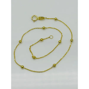 9Ct Real Yellow Gold 2Mm Ball Bead Anklet | Rolo Bead Chain Anklet | Women Gold 10 Inch Anklet | Brand New