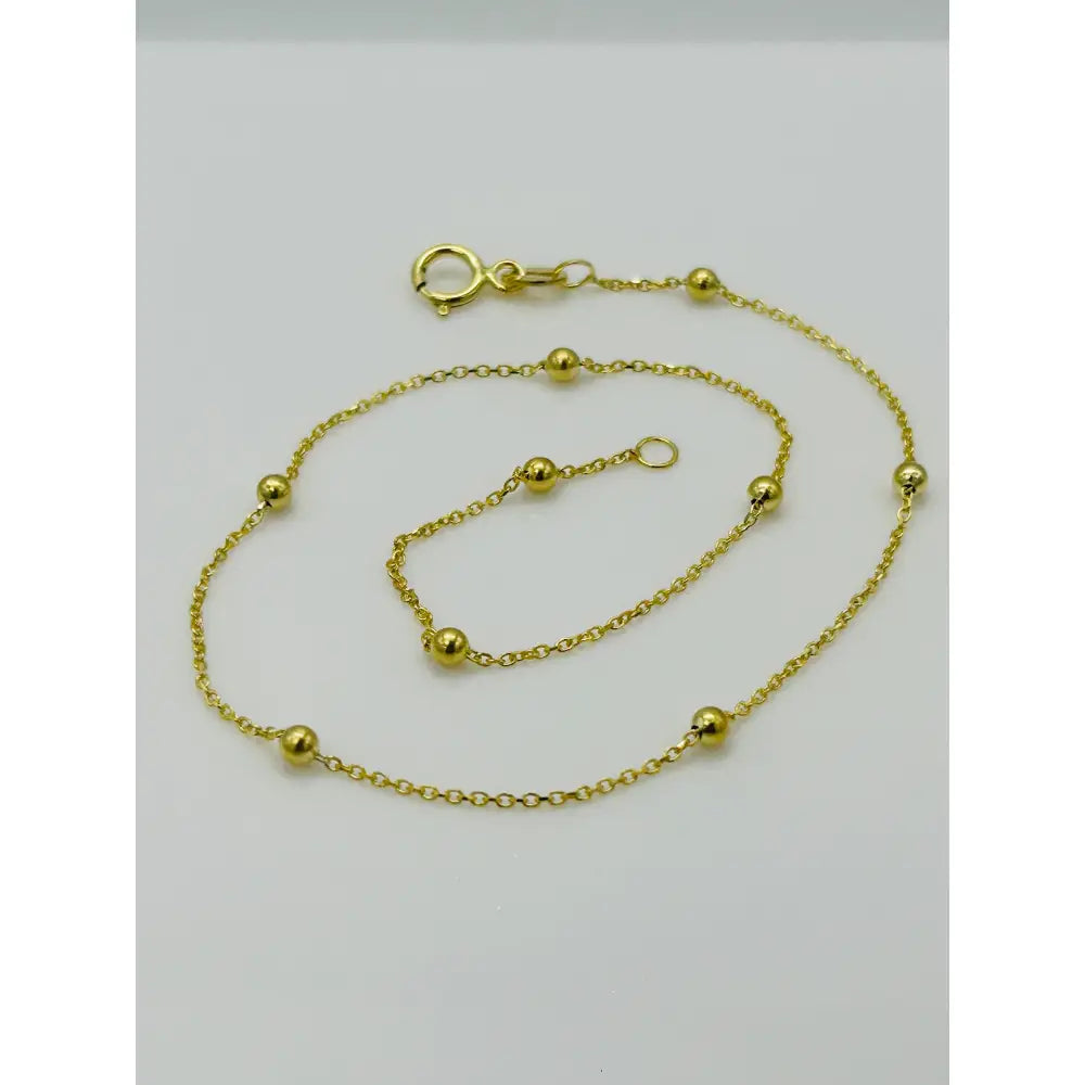 9Ct Real Yellow Gold 2Mm Ball Bead Anklet | Rolo Bead Chain Anklet | Women Gold 10 Inch Anklet | Brand New