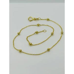 9Ct Real Yellow Gold 2Mm Ball Bead Anklet | Rolo Bead Chain Anklet | Women Gold 10 Inch Anklet | Brand New