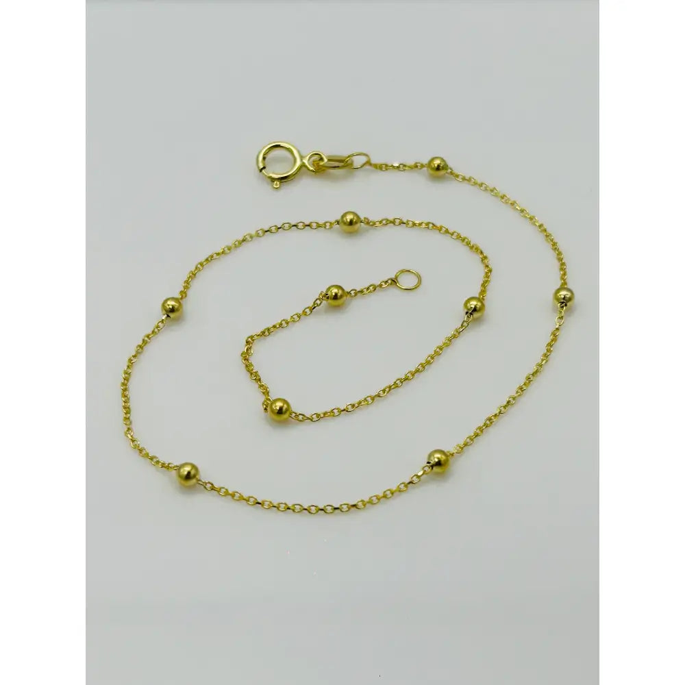 9Ct Real Yellow Gold 2Mm Ball Bead Anklet | Rolo Bead Chain Anklet | Women Gold 10 Inch Anklet | Brand New