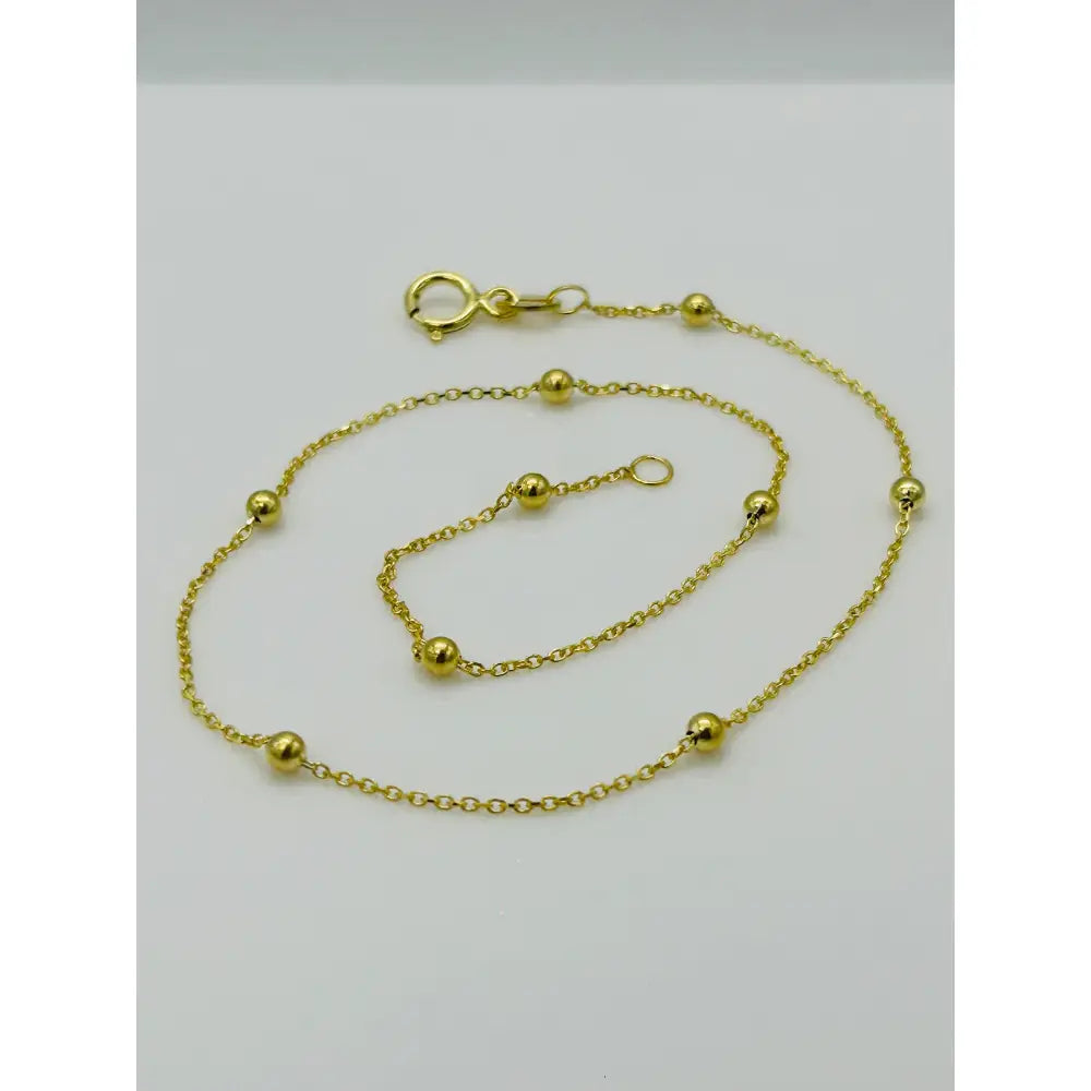 9Ct Real Yellow Gold 2Mm Ball Bead Anklet | Rolo Bead Chain Anklet | Women Gold 10 Inch Anklet | Brand New