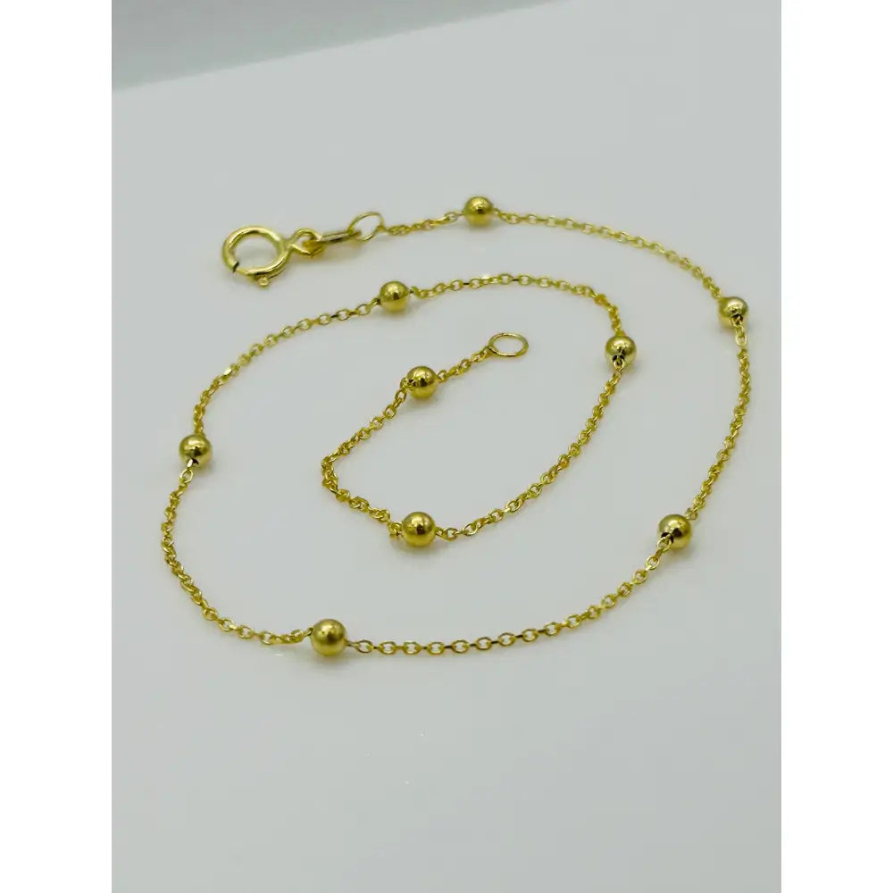 9Ct Real Yellow Gold 2Mm Ball Bead Anklet | Rolo Bead Chain Anklet | Women Gold 10 Inch Anklet | Brand New