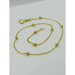9Ct Real Yellow Gold 2Mm Ball Bead Anklet | Rolo Bead Chain Anklet | Women Gold 10 Inch Anklet | Brand New