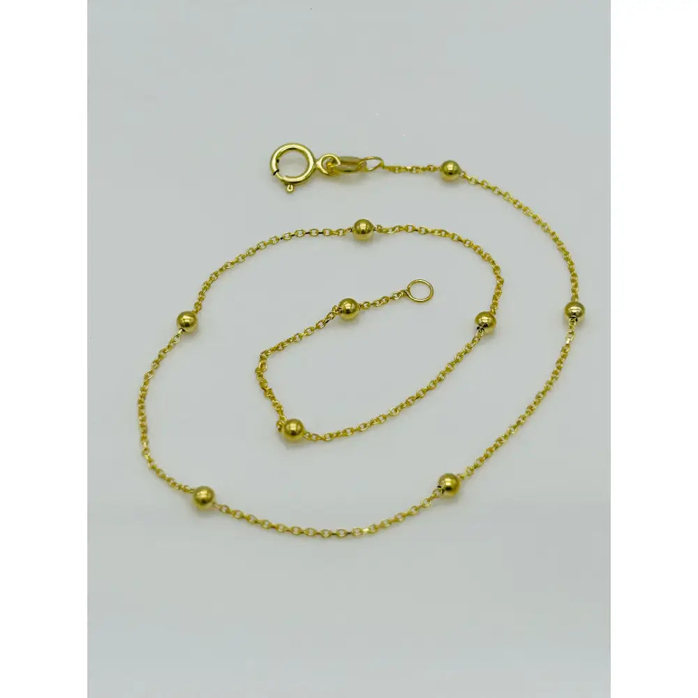 9Ct Real Yellow Gold 2Mm Ball Bead Anklet | Rolo Bead Chain Anklet | Women Gold 10 Inch Anklet | Brand New