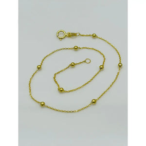 9Ct Real Yellow Gold 2Mm Ball Bead Anklet | Rolo Bead Chain Anklet | Women Gold 10 Inch Anklet | Brand New