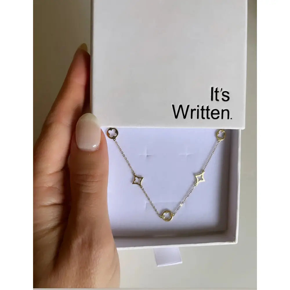9Ct Solid Gold Clover Charm Bracelet • Minimalist Dainty Band