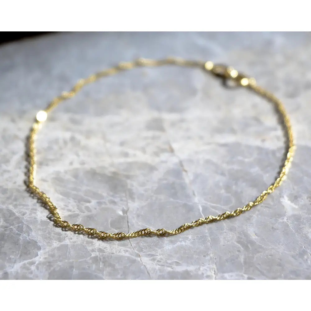 9Ct Yellow Gold Twist Curb Chain Anklet | Delicate Gold Ankle Bracelet